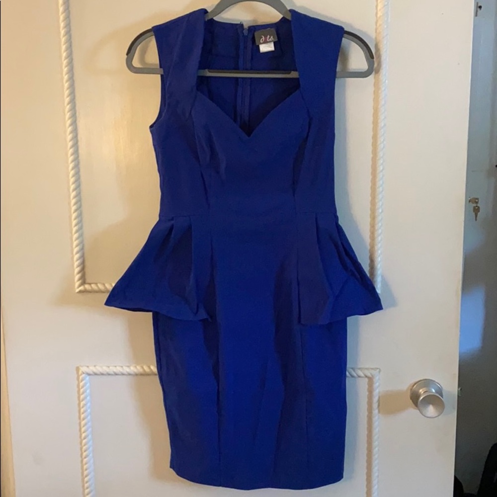 Blue peplum party or work dress